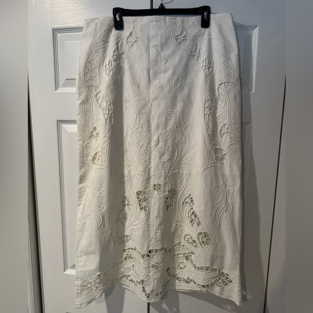 ASOS Cream Embroidered Midi Skirt